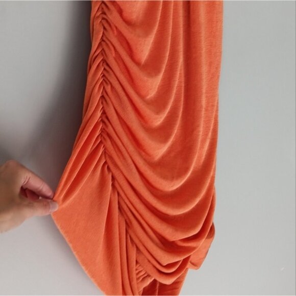 Princess Polly Bodycon Halter Dress Low Back Side Ruching Shimmer Orange Size 10 - Picture 4 of 12